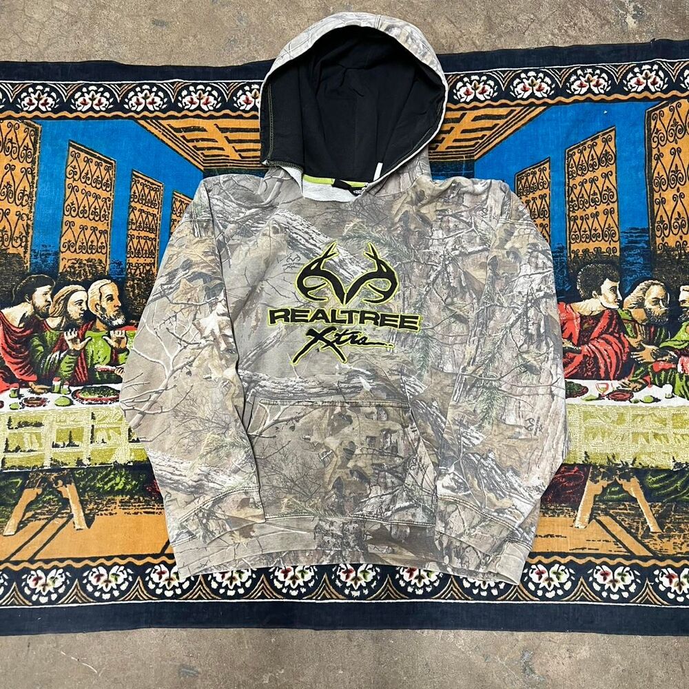 Realtree camo hoodie size xl baggy brown olive spellout y2k baggy oversized